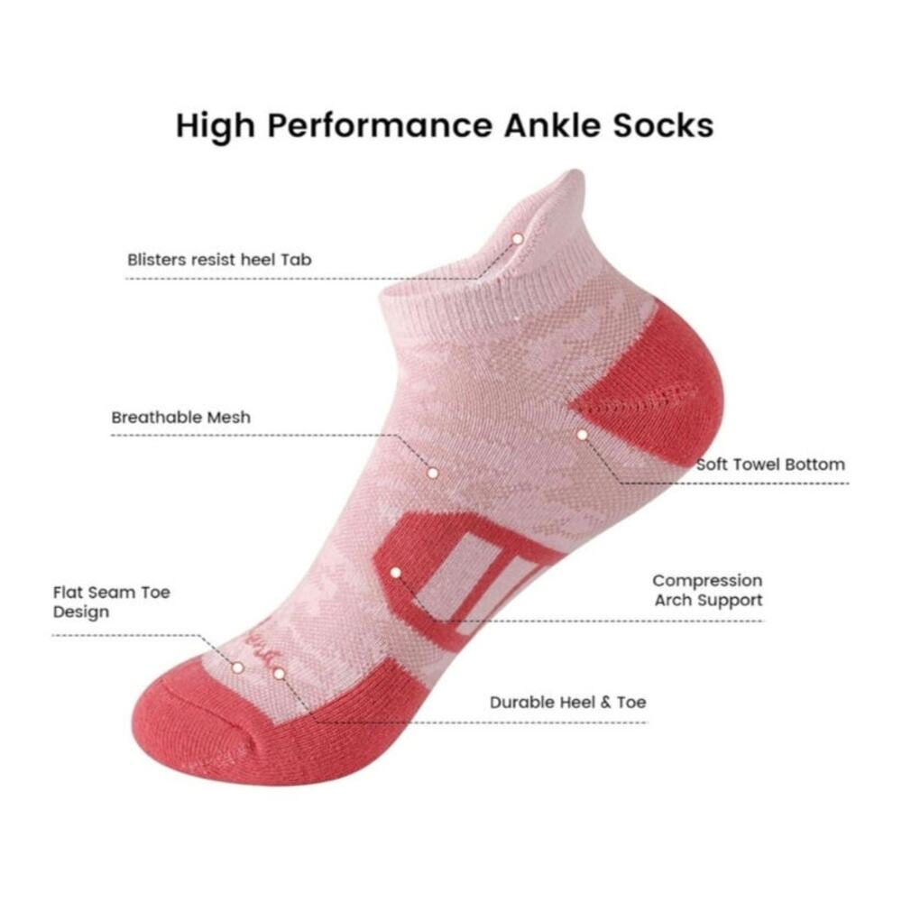 Women's Ultra-Comfort Ankle Socks 6-Pack Colorful Arch Support Breathable S6 - Picture 2 of 8